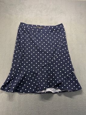 Banana Republic Navy White Polka Dot Ruffle Hem Midi Skirt Petite 6